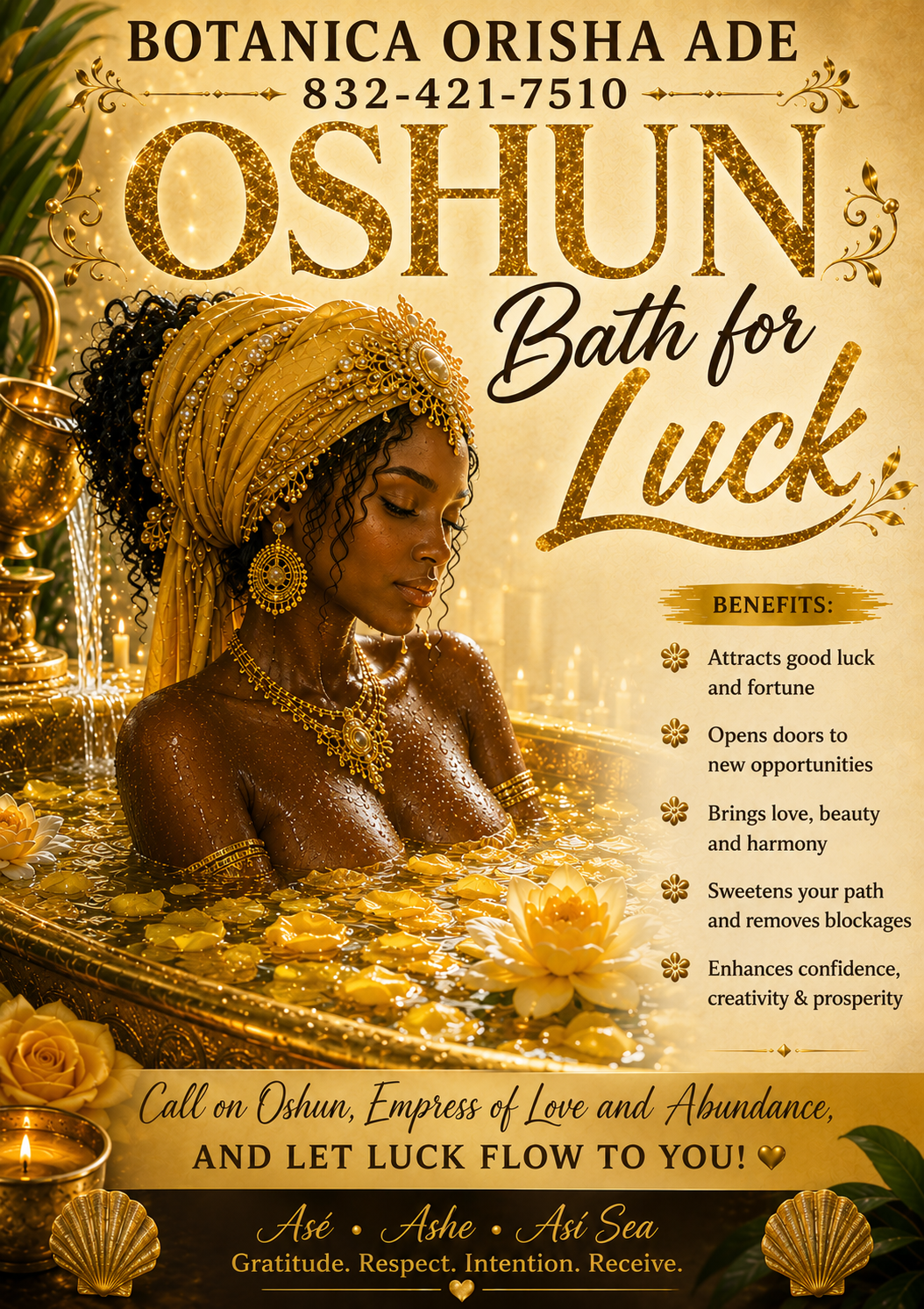 BAÑO DE OSHUN PARA EL BUENA SUERTE - 32OZ - SOLAMENTE HAY 21 DISPONIBLES