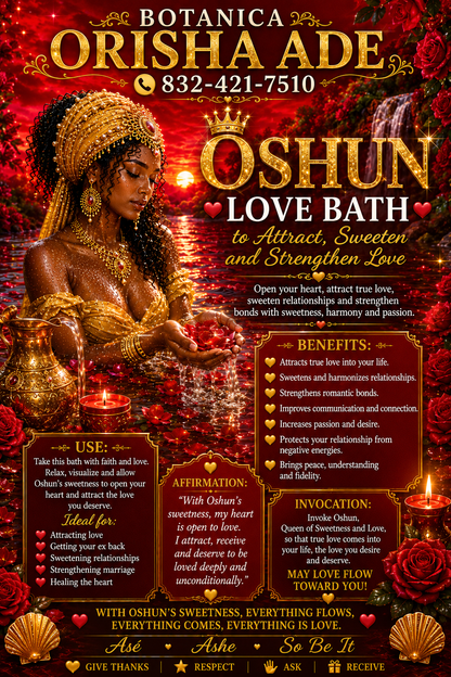 BAÑO DE OSHUN PARA EL AMOR - 32OZ - SOLAMENTE HAY 21 DISPONIBLES